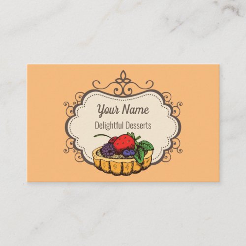Customizable baker pastry chef peach business card