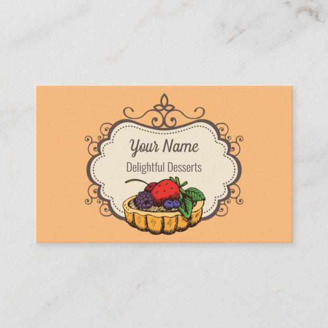 Customizable baker pastry chef peach business card (Front)