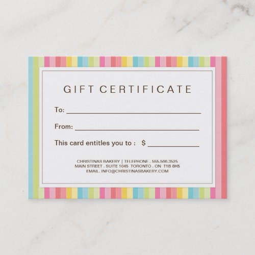 Customizable Bakery Gift Certificate