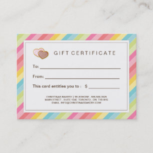 Customizable Bakery Gift Certificate