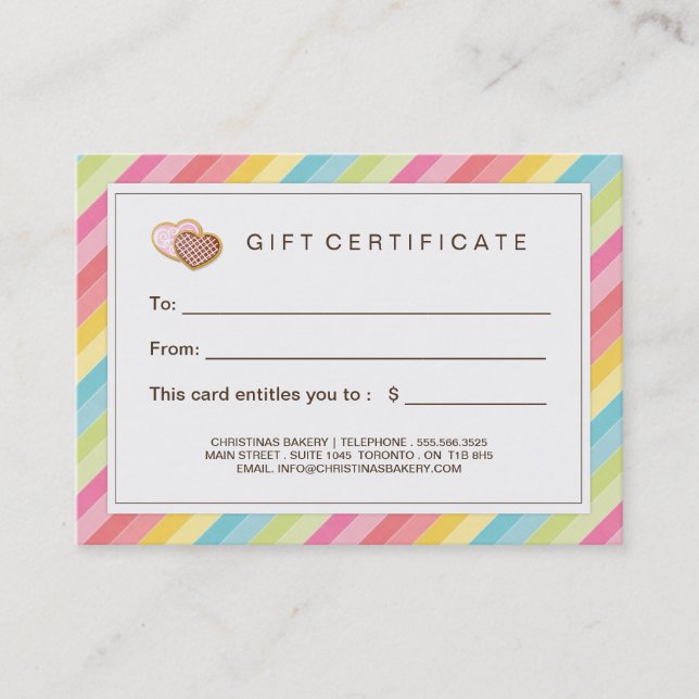 Customizable Bakery Gift Certificate (Front)