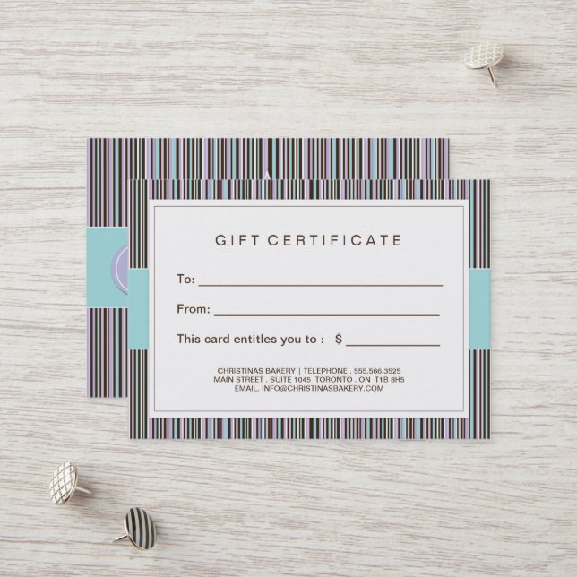 Customizable Bakery Gift Certificate (Front/Back In Situ)