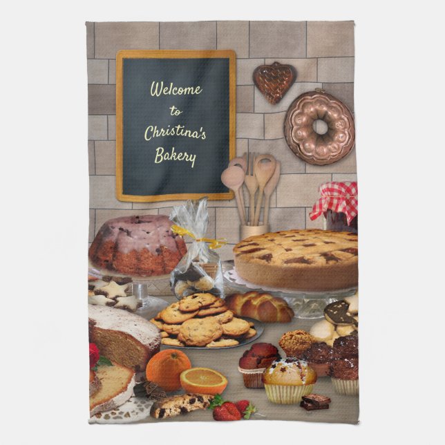 Customizable Bakery 🥐🥨🥯 Towel (Vertical)