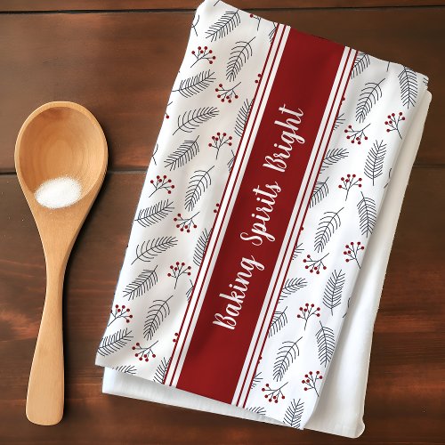 Customizable Baking Spirits Bright Christmas Kitchen Towel