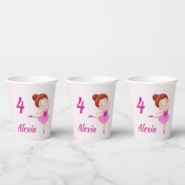  Customizable Ballet Paper Cups with Name & Age  (Multi)