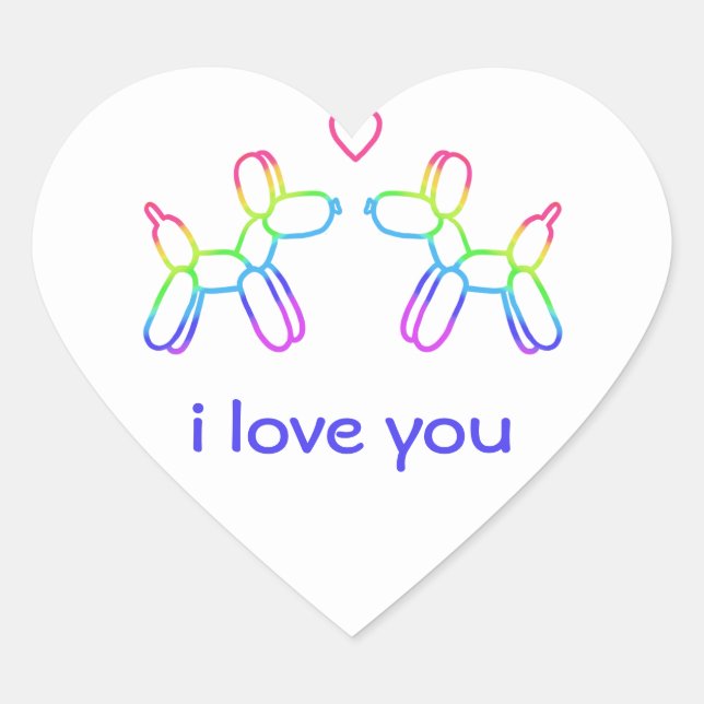Customizable Balloon Dogs Heart Sticker (Front)