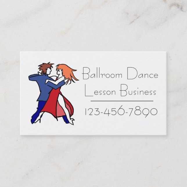 Customizable ballroom dance lesson business cards (Front)