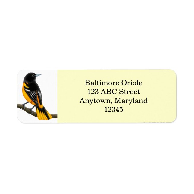 Customizable Baltimore Oriole Bird Label (Front)