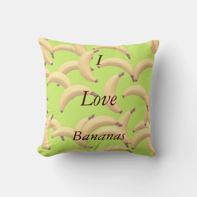 Customizable Bananas with text Throw Pillow (Front)