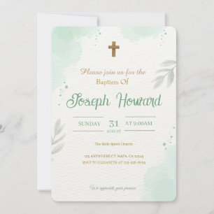 Customizable Baptism Invitation Card for Boys