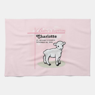 Customizable, Baptism, Pink, Girl, Lamb Towel