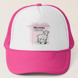 Customizable, Baptism, Pink, Girl, Lamb Trucker Hat
