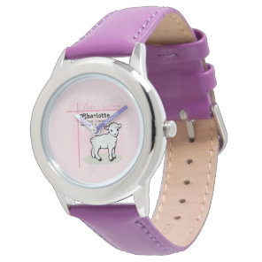 Customizable, Baptism, Pink, Girl, Lamb Watch