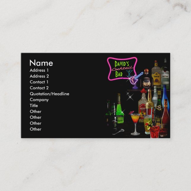 Customizable Bar Business Card (Front)