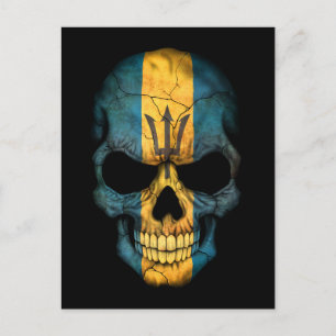 Customizable Barbados Flag Skull Postcard