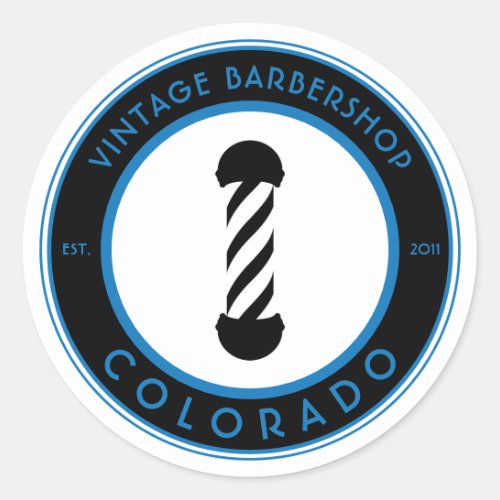 customizable barbershop pole classic round sticker