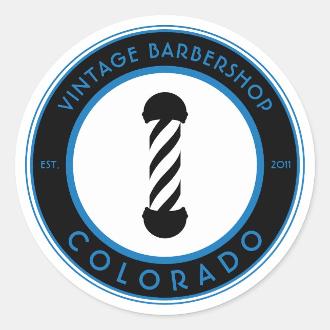 customizable barbershop pole classic round sticker (Front)