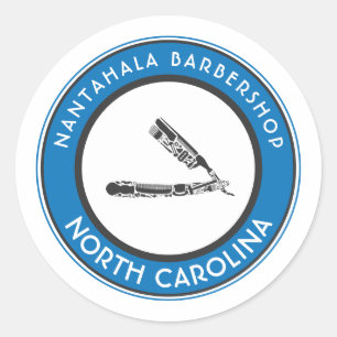 customizable barbershop razor icons classic round  sticker