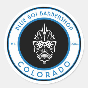 customizable barbershop sugar skull icons classic  round sticker