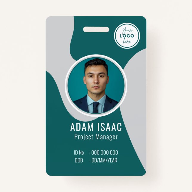 Customizable Barcode Logo Name Tag Staff  Badge (Front)