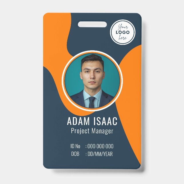 Customizable Barcode Logo Name Tag Staff  Badge (Front)