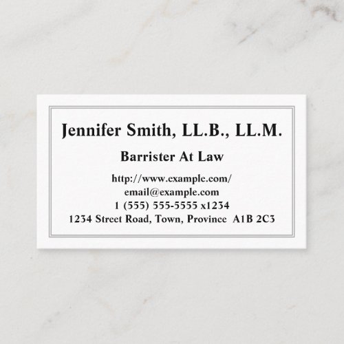 Customizable Barrister At Law Business Card