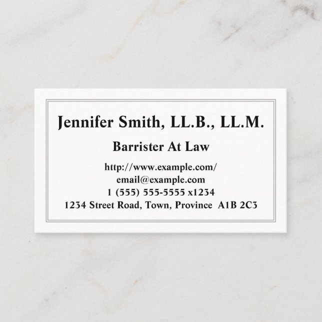 Customizable Barrister At Law Business Card (Front)