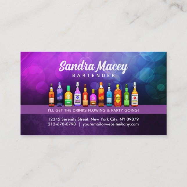 Customizable Bartender Business Cards (Front)
