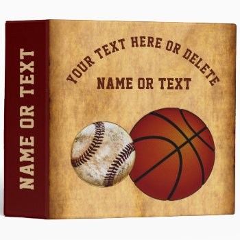 Customizable Baseball And  Basketball Photo Album 3 Ring Binder by YourSportsGifts at Zazzle