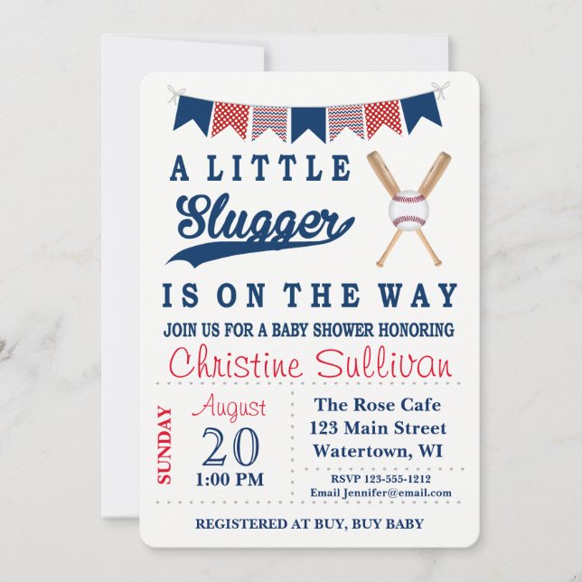 Customizable Baseball Baby Shower Invitation (Front)