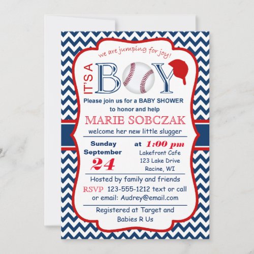 Customizable Baseball Baby Shower Invitation