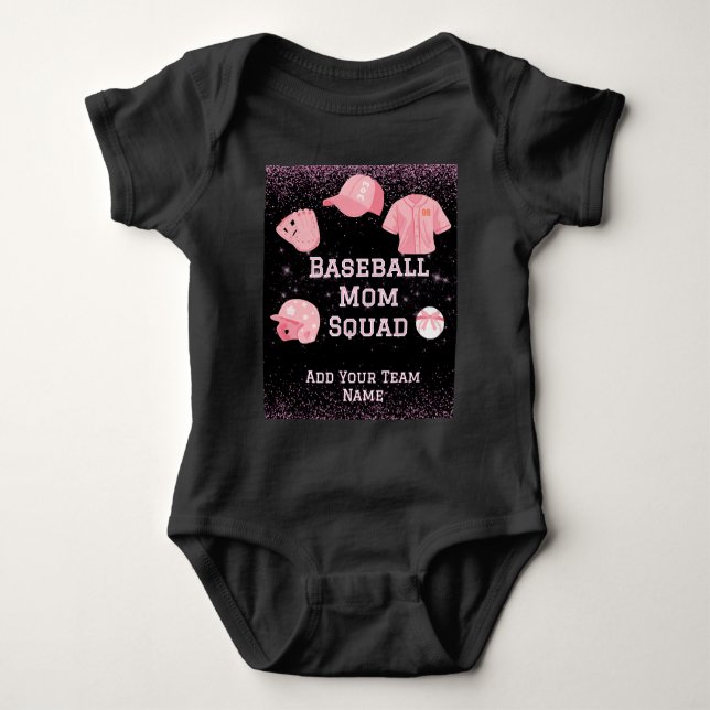 Customizable Baseball Mom Squad Bib  Baby Bodysuit (Front)