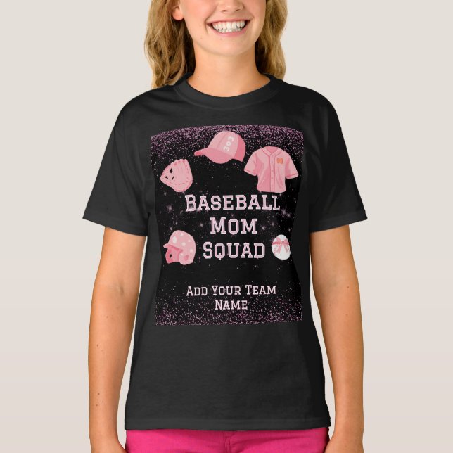 Customizable Baseball Mom Squad Girls' T-Shirt (Front)