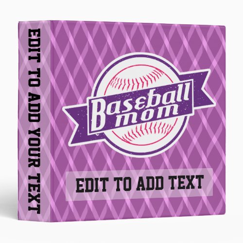 Customizable Baseball Mom Vinyl Binder
