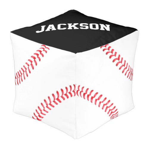 Customizable Baseball Player Square Pouf