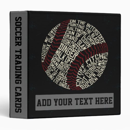 Customizable Baseball Slang Calligram Ring Binder