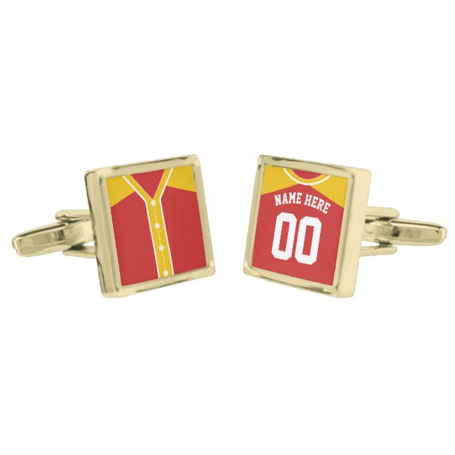 Customizable Baseball Softball Jersey Cuff Links (Angled)