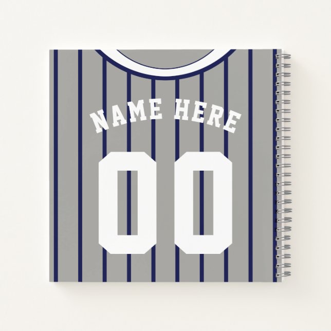 Customizable Baseball Softball Jersey Notebook (Back)