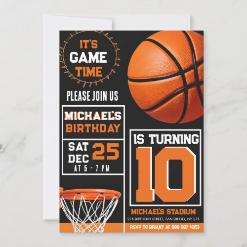 Customizable basketball birthday invitations
