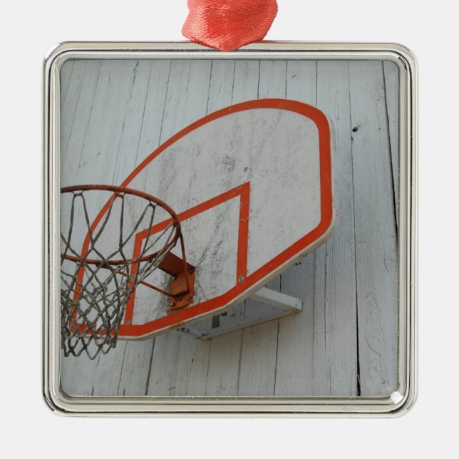 Customizable Basketball Hoop Design Metal Ornament (Front)