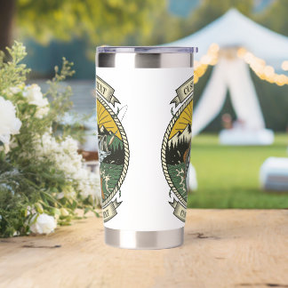 Customizable Bass fishing badge style illustration Insulated Tumbler