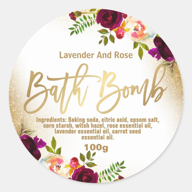 Customizable Bath Bomb Label (Front)