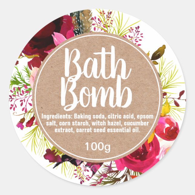 Customizable Bath Bomb Label (Front)