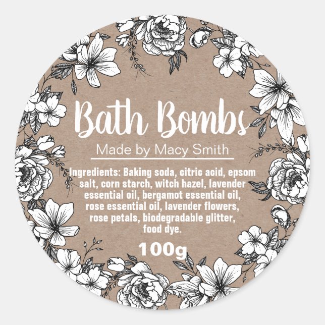 Customizable Bath Bomb Label (Front)