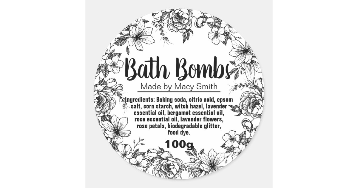 Bath bomb printable labels