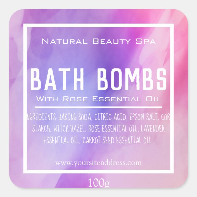 Customizable Bath Bomb Label (Front)