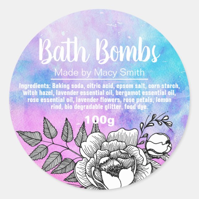 Customizable Bath Bomb Label (Front)