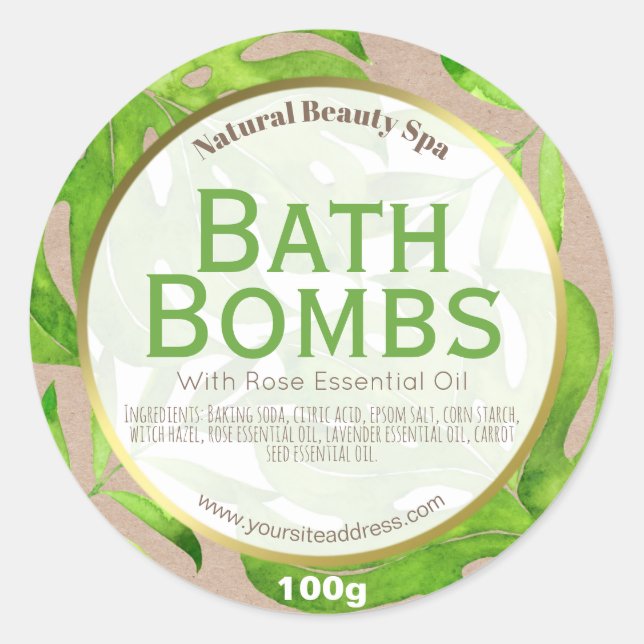 Customizable Bath Bomb Label (Front)
