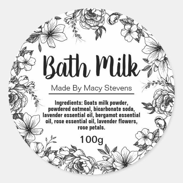 Customizable Bath Milk Label (Front)