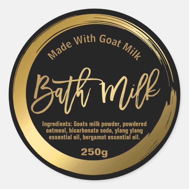 Customizable Bath Milk Label (Front)
